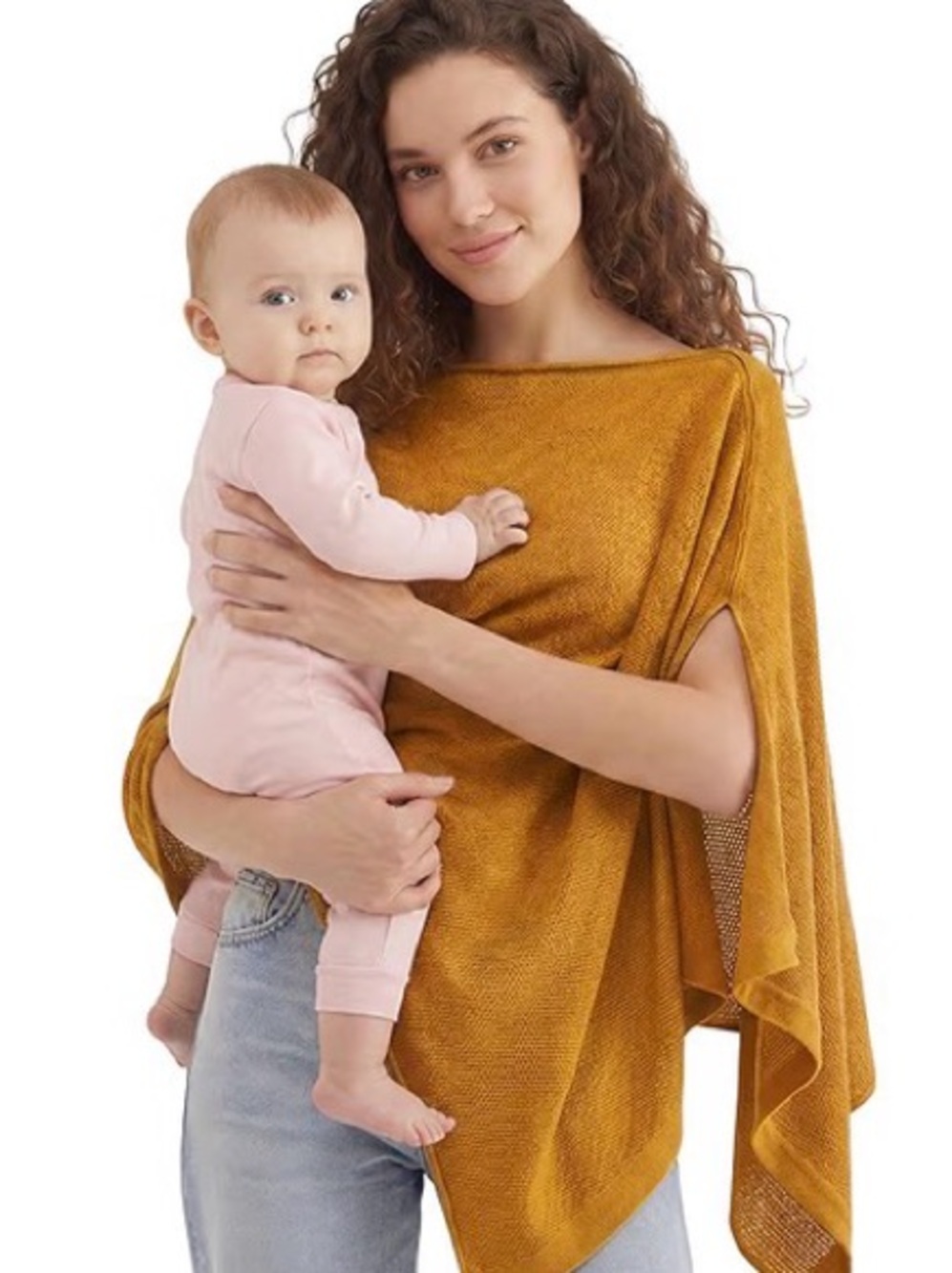 Mustard Yellow Knit Nursing Poncho